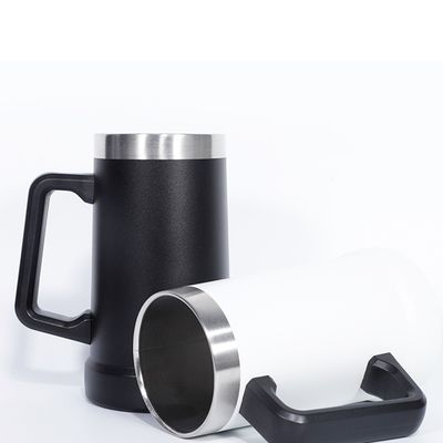 Minimalist Design Style Customizable Vacuum Double Wall Insulation Stainless Steel Coffee Beer Cup with Handle