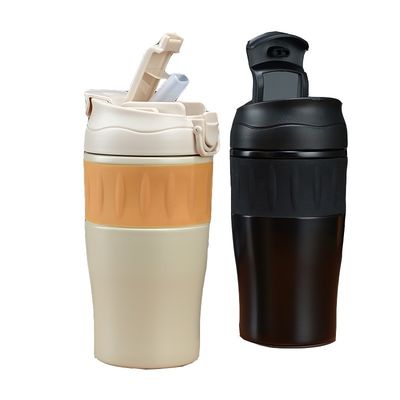500ML Stainless Steel Coffee Mugs WITH LID Custom Logo Drinking Cups and Food Grade Straw