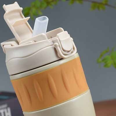 500ML Stainless Steel Coffee Mugs WITH LID Custom Logo Drinking Cups and Food Grade Straw
