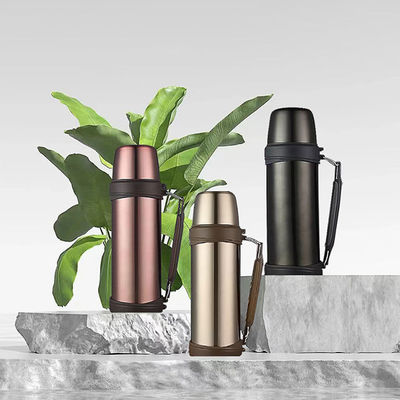 Stainless Steel 1000ml Water Bottle Thermal Vacuum Insulated Cup With Handle Bullet Shape