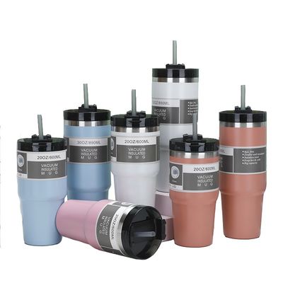 20oz/30oz Stainless Steel Tumbler Double Wall Vacuum Insulated Car Cup with Straw