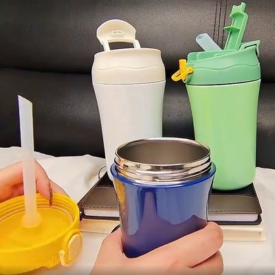15oz Vacuum Office Water Bottle Double Wall Insulated Travel Coffee Mug with Silicone Lid