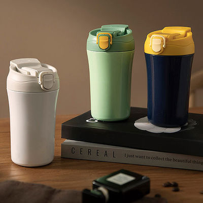 15oz Vacuum Office Water Bottle Double Wall Insulated Travel Coffee Mug with Silicone Lid