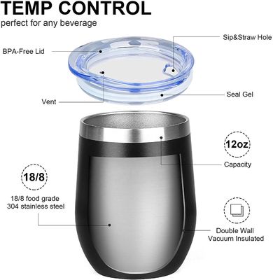 Camping Occasion 12oz Stainless Steel Insulated Egg Shaped Mug with PP Food Grade Lid