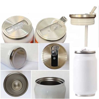 12oz 17oz Double Wall Stainless Steel Soda Can Tumbler with Straw Lid Beverage Holder