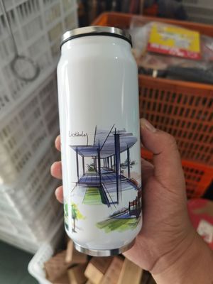 12oz 17oz Double Wall Stainless Steel Soda Can Tumbler with Straw Lid Beverage Holder