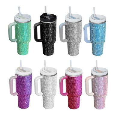 Customizable Reusable Cold Color 300ml/400ml Double Wall Cup with Diamond Studded Lid