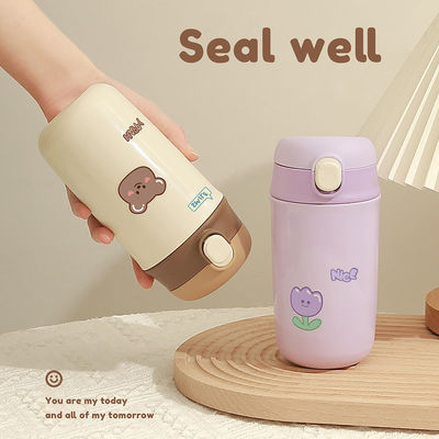 480ml Capacity Cute Cartoon Kids Water Bottles Camouflage Thermos for Back to School