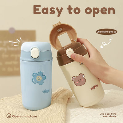 480ml Capacity Cute Cartoon Kids Water Bottles Camouflage Thermos for Back to School