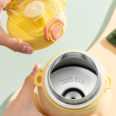 12-24 Hours Thermal Insulation Performance Water Bottle with Straw and Lid All People