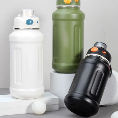 620ml/950ml Capacity Matte Man Bike Insulated Water Bottle with Curved Stainless Steel Lid