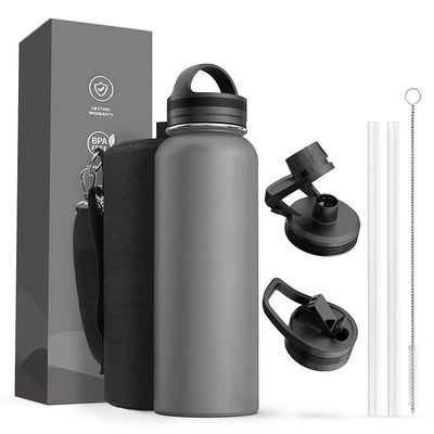 Vacuum Insulated Gym Water Bottle 304 Stainless Steel with Picture Straight Drink Lid