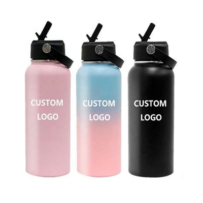 Double Wall Vacuum Insulated Water Bottle with Customized Logo and Straight Drink Lid