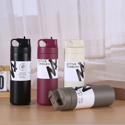 Double Walled Vacuum Water Bottle 550ml Capacity Insulated Sports Bottles with Handle