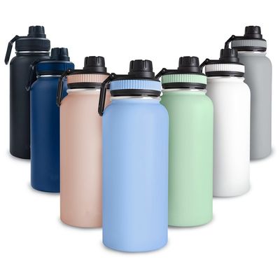 32oz Double Wall Stainless Steel Flask Sports Bottle With Handle Lid Vacuum Water Bottle