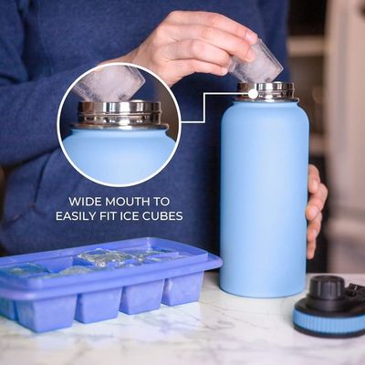 32oz Double Wall Stainless Steel Flask Sports Bottle With Handle Lid Vacuum Water Bottle