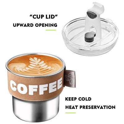 High Appearance 304 Stainless Steel Coffee Cup with Lid Portable and Compact