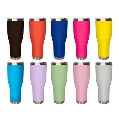 Country Design 40 Oz Waist Type Car Straw Tumbler With Handle Stainless Steel Mug