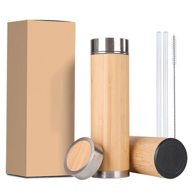 Production Vacuum Flasks 450ml Capacity Insulated Water Bottle with Bamboo Lid