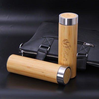 Double Walled Stainless Steel Water Bottle Logo Bamboo Vacuum Insulated Sport Thermal Flask for All