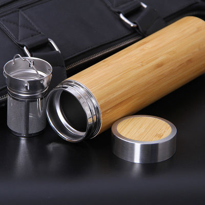 Double Walled Stainless Steel Water Bottle Logo Bamboo Vacuum Insulated Sport Thermal Flask for All