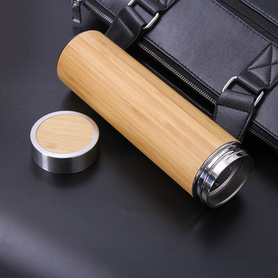 Double Walled Stainless Steel Water Bottle Logo Bamboo Vacuum Insulated Sport Thermal Flask for All