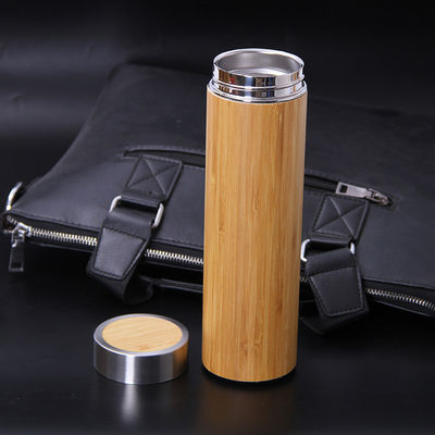 Double Walled Stainless Steel Water Bottle Logo Bamboo Vacuum Insulated Sport Thermal Flask for All