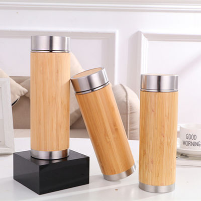 Healthy Advantage Grainy BPA Free Vacuum Insulated Flask Steel Bottles with Bamboo Top