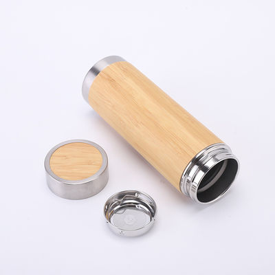 Healthy Advantage Grainy BPA Free Vacuum Insulated Flask Steel Bottles with Bamboo Top