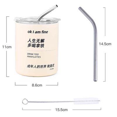 320ml/600ml Double Wall Vacuum Insulated Stainless Steel Tumbler With Straw Coffee Mug