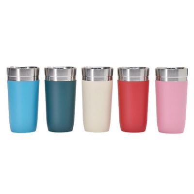 16oz Double Wall Stainless Steel Vacuum Insulated Travel Mug Tumbler Coffee Cup With Plastic Lid