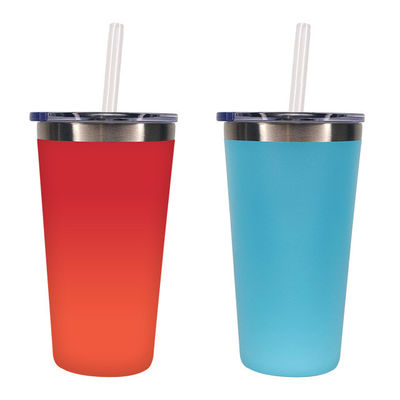 Custom Logo 500ml Stainless Steel Water Bottle with Straight Cup and Tumbler Straws