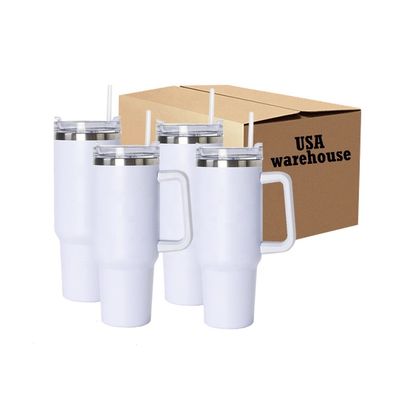 Custom Logo 40oz White Sublimation Stainless Steel Vacuum Flask With Straw Ice Tumbler