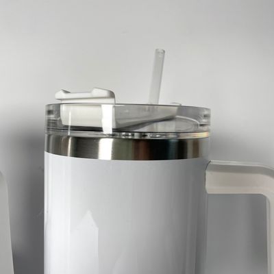Custom Logo 40oz White Sublimation Stainless Steel Vacuum Flask With Straw Ice Tumbler