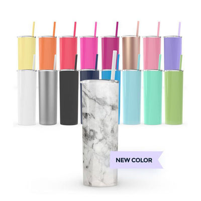 20oz 30oz Straight Skinny Sublimation Tumbler With Screw On Lid And Straw Mug For Camping