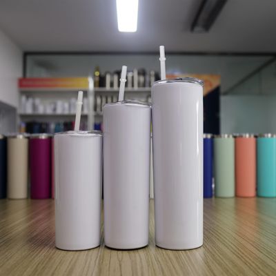 20oz 30oz Straight Skinny Sublimation Tumbler With Screw On Lid And Straw Mug For Camping