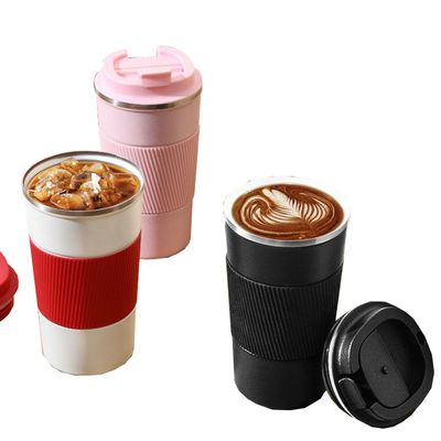 304 Stainless Steel Coffee Mug 380ml 510ml Non-Slip Silicone Recycled Reusable Coffee Cups