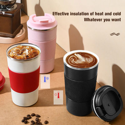 304 Stainless Steel Coffee Mug 380ml 510ml Non-Slip Silicone Recycled Reusable Coffee Cups
