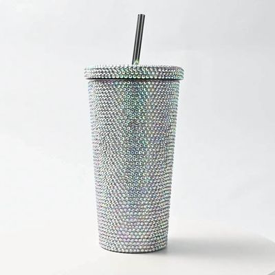 500ML Double Wall Insulated Diamond Rhinestones Tumbler with Accessories With Straw