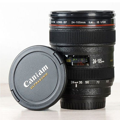 253.4g Double Wall Stainless Steel Camera Lens Coffee Mug for Photography Enthusiasts