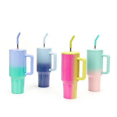 40oz Gradient Rainbow Tumbler Cups With Straw Sustainable and HANDGRIP Accessories