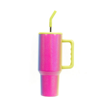 40oz Gradient Rainbow Tumbler Cups With Straw Sustainable and HANDGRIP Accessories