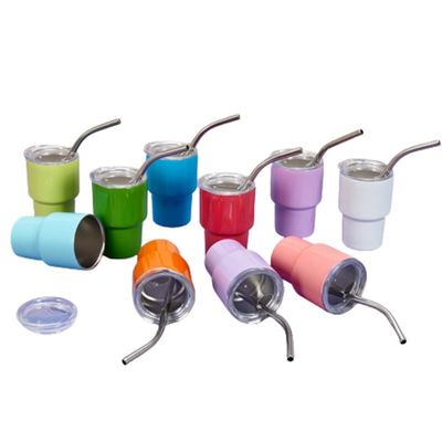 Stainless Steel 2oz Shot Glass Tumbler with Straw Lid Keep Drinks Hot or Cold 6-12hrs