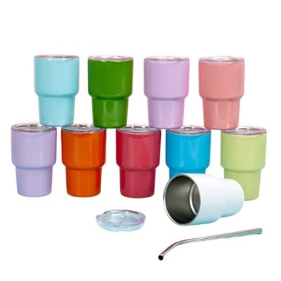 Party Must-Have 2oz Mini Double Wall Insulated Demitasse Cup with Straw and Lids