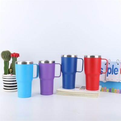 American Style Stainless Steel Double Wall Tumbler 10oz Coffee Mug with Handle and Lid