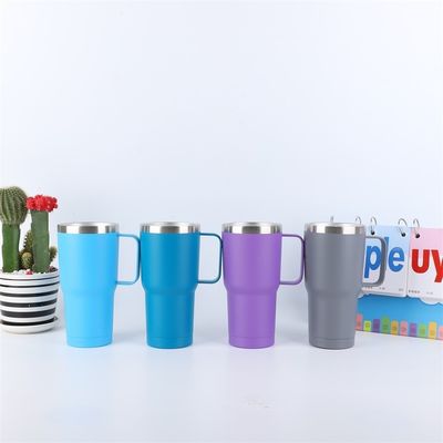 American Style Stainless Steel Double Wall Tumbler 10oz Coffee Mug with Handle and Lid