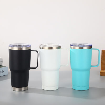 20 oz Double Insulated Stemless Wine Tumbler with Handle and Straw Enhance Your Image