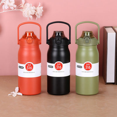 Contemporary Design Style Vacuum Bottle With Straw Handle Lid For Fitness Enthusiasts