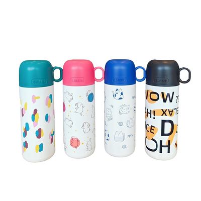 Stainless Steel Kids Water Bottle 500ml Cute Tumbler Cup with Custom Pattern and Lid