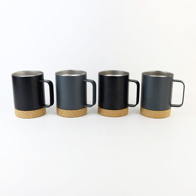 Stainless Steel 12 Ounce Matte Black Mug with Cork Bottom and Sliding Lock Lid Perfect